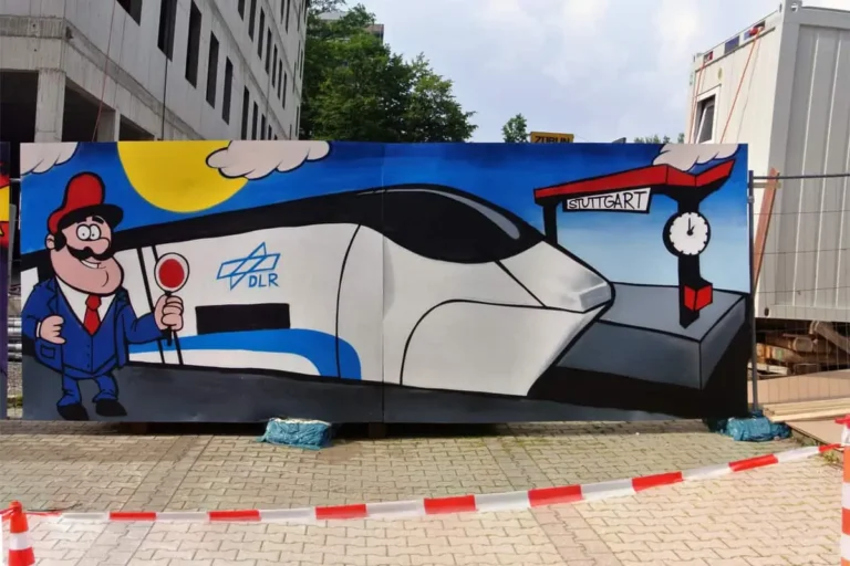 Beim DLR-Sommerfest 2014 begeisterte Graffiti Stuttgart Groß und Klein mit einer kreativen Mitmachaktion rund um das Thema „Zukunftswege“.
