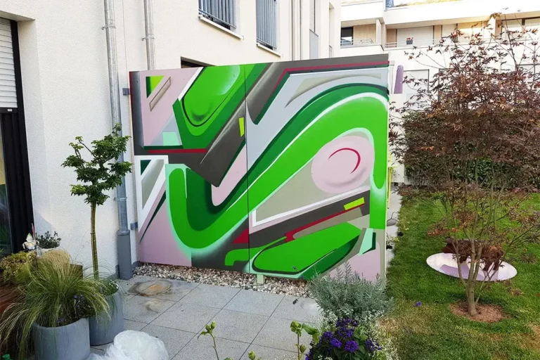 Außengestaltung Sichtschutz mit Graffiti in Leinfelden-Echterdingen